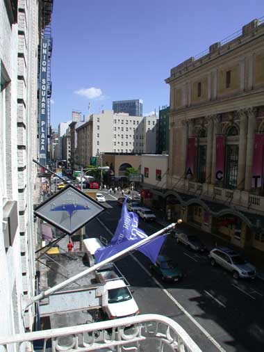 Geary Street East from the 3rd floor of the Diva Hotel