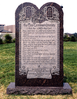 The 10 Commandments - Erected 1961 by the Fraternal Order of Eagles of Texas.