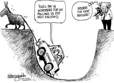 Short memories. 'You'll pay in November for not pulling us out fast enough!!!'